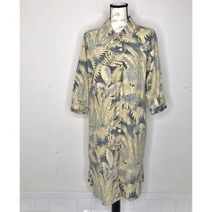 SOFT SURROUNDINGS Linen Blend "Flora" Tropical Print Shirt Dress size Medium